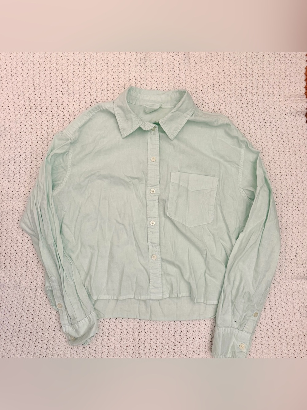 GAP Light Mint Button-Front Cotton Shirt - Women's Top
